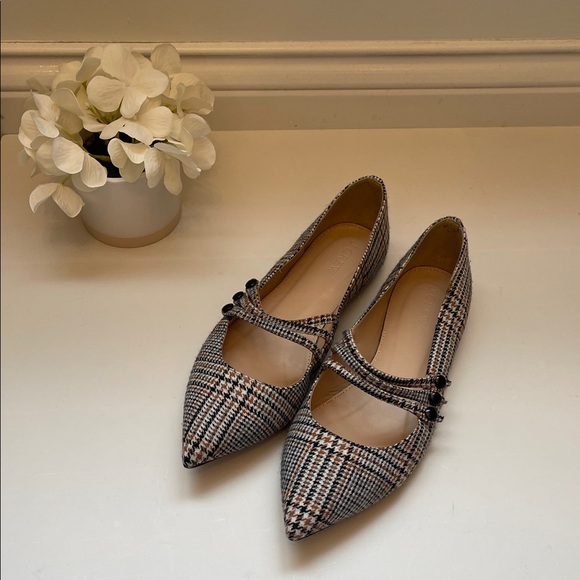 J. Crew Shoes - Stylish Plaid Women's Glen Plaid Mary Jane Pointed Toe Flats